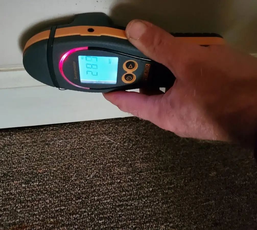 Moisture detection at baseboard during Sewage Cleanup & Sanitation in Sahuarita
